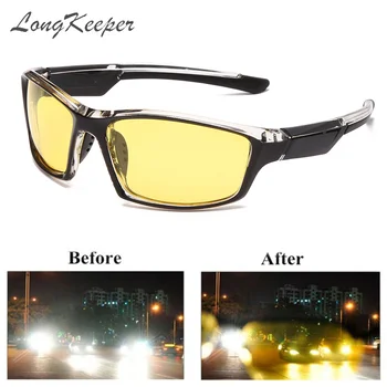 LongKeeper Voznik Sončna Očala Klasičnih Nočno Vizijo Očala Moški Ženske Polarizirana, Rumena Leče Z Anti Glare Vožnje Očala