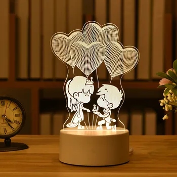 3D Akril Svetloba namizne Svetilke LED Nočna Lučka Zajec Moon Light Nosi Srce Otroci Darilo, Valentinovo, velika Noč za Dekoracijo Doma