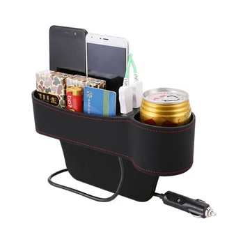 1Pcs Desni Strani PU Usnje Avtomobilski Sedež Vrzel Škatla za Shranjevanje +Crevice Organizator Žep, Držalo +Dual USB