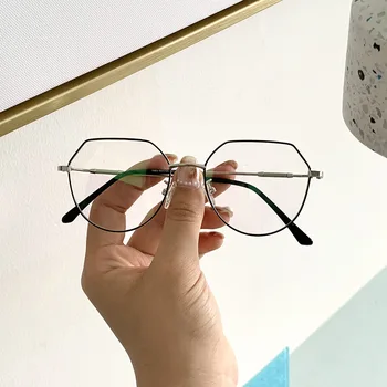 VWKTUUN iz Nerjavečega Jekla Očal Okvir Nepravilne Oči očala Okvirji Za Ženske Optična Očala za Kratkovidnost Ponaredek Očala