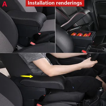 Renault Clio 4 Armrest Za Renault Captur armrest polje Avto oprema škatla za Shranjevanje imetnik pepelnik USB LED-2018