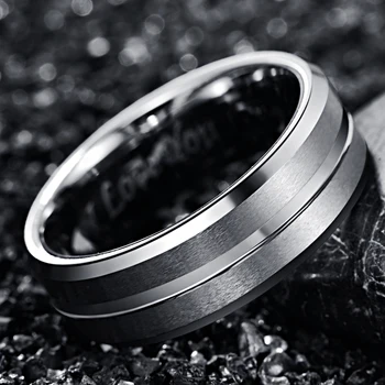 Ljubimec je Poročni prstan Volfram Obroči Moške Srebrne Barve Bague Homme Posla Par plošč