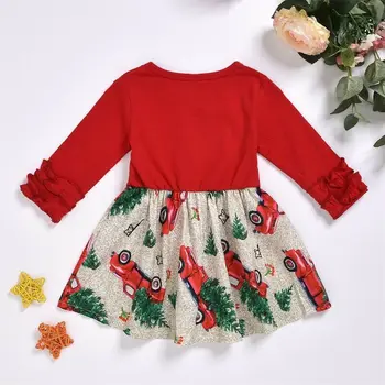 6M-5Y Božič Baby Toddler Fant Dekleta, Obleko Novo Leto Rdeči Stranka Tutu Obleke Za Deklice Dolg Rokav Dekleta Božič Kostumi