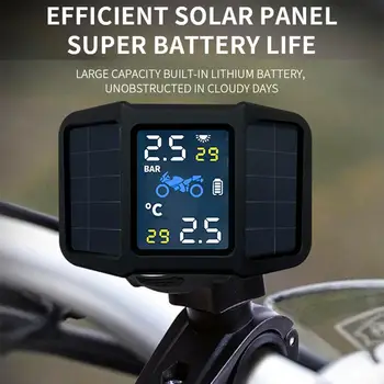 Motocikel Nadzor Tlaka v Pnevmatikah Sistem Sončne Energije TPMS Z 2 Zunanji Senzor v Realnem času, Prikaz Tlaka, Temperature, Alarm
