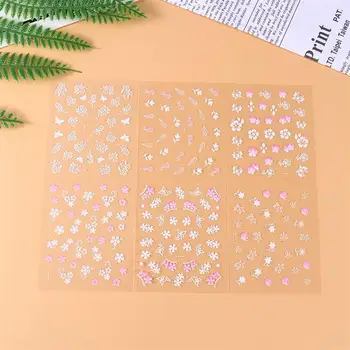 50 Listov 3D Nail Art Nalepke samolepilni Flower Nail Decals DIY Manikura Dekor (15 Roza in Bela, 15 Črna, 20 Barvita)