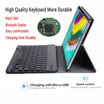 Premium Usnjena torbica za Samsung Galaxy Tab 10.1 2019 T510 T515 SM-T510 Kritje Odstranljivo Tipkovnico Bluetooth Funda +Pisalo+Film