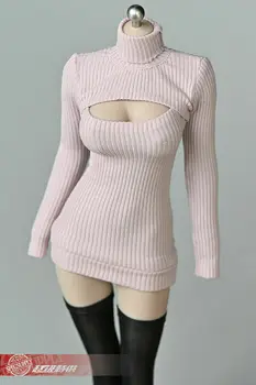 1/6 ženski vojak model odpri prsni pulover Dolgo sleeved pleteni oblačila Fit 12
