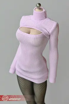 1/6 ženski vojak model odpri prsni pulover Dolgo sleeved pleteni oblačila Fit 12