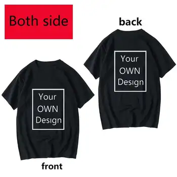 Svoje Zasnove za dve strani Logotip/Sliko po Meri Tshirt Moški in ženske DIY Bombaž majica Kratek rokav Priložnostne T-shirt 36 barv