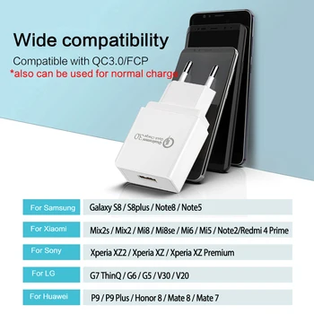 LINGCHEN QC 3.0 Hitro Polnjenje USB Polnilec Za Samsung Galaxy S9/S8/S7 3.0 Mobilni Telefon Polnilnik Hiter Polnilec Za Xiaomi Huawei