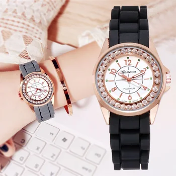 Luksuzni Lady Zapestje Gledati Relogio Darilo Reloj Mujer Moda Feminino Silikonski Quartz Ženske Priložnostne Luksuzni Diamantna Zapestnica Ura