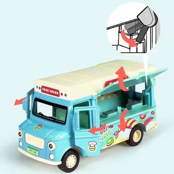 2020 Potegnite Nazaj, Avto, Hrano Tovornjak Vozil Igrača Avto z Glasbo, Svetlobo in Openable Vrata Nadstrešek Sladoled Igrača-Voziček Zlitine Igrača Tovornjaki