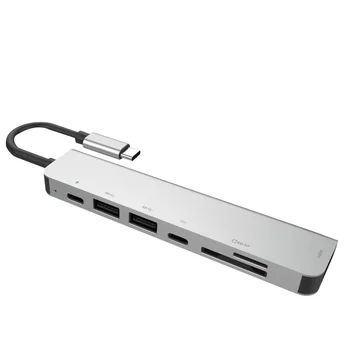 7 v 1 USB-C Hub Dock Aluminij Zlitine HD Dvojni USB 3.0 Port Adapter Večfunkcijsko PD USB C Reža za SD & TF Card Reader Tip C Hub