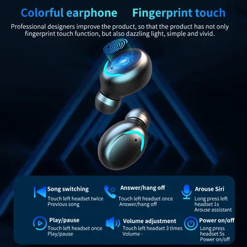 98762 Bluetooth 5.0 Slušalke Polnjenje Box Brezžične Slušalke Stereo Šport Čepkov Slušalke Z Mikrofonom