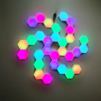 Daljinsko Pisane DIY Quantum Lahka Glasba pod Nadzorom Noč Lučka Heksagonalna preplete quantum tanke Stene, spalnica Noč svetlobe