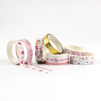 8 kos/veliko Kawaii Valentinovo Serije Maskiranje Washi Tape Dekorativni Zlato Lepilni Trak, Decora Diy Scrapbooking Nalepke, Etikete