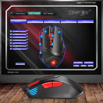 ZoeRax Wireless Gaming Miška, 6000 DPI Brezžično RGB Igralec z Miško s 7 Programabilni Gumbi, vgrajenim Akumulatorjem 1200mAH