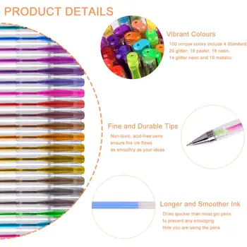 100 Barve Pero Gel Pero Nazaj v Šolo 0,5 mm Bleščice Pero za Pisanje Označevalniki Kawaii Šolske Potrebščine Set