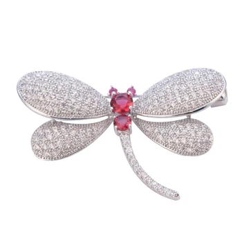 Moda Kristalno Srebro Dragonfly Broške Za Ženske Broška Pin Kostum Obleko Šal Dekoracijo Novo Insektov, Živali Nakit