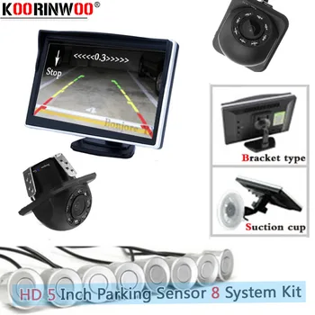 Koorinwoo HD Celoten komplet Monitor Sistem 22MM Avto Parkirni Senzor 8 Zumer Alarm Povratne Radar Rearview kamera Spredaj Parktonic Pomoč
