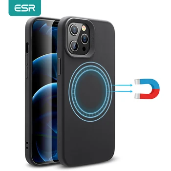 ESR Mehko Ohišje za iPhone 12 /iPhone 12 Pro z Magnetno Tesnilo Podporo Magnetni Brezžični Polnilnik Tekoče Silikona Primeru