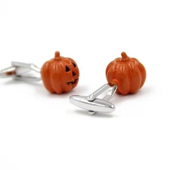 Zabavno je Halloween pumpkin obliki zapestne gumbe, lak za rokav moške zapestne gumbe, francoski rokavi manšete nohtov namenske moških