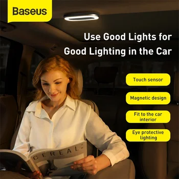 Baseus Avto Dotik LED Nočna Lučka Avto, Streho Luč Strop Magnet, Lučka Avtomobilske Notranjosti Bralna Lučka za Polnjenje Polnjenje prek kabla USB