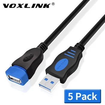 VOXLINK 5Pack USB 2.0 Podaljšek Kabla Za Prenosni RAČUNALNIK Moški-Ženska Polnjenje prek kabla USB Sinhronizacija Podatkov Razširiti Kabel 1M 1,8 M 3M 5M