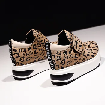 Platforma Ženske Čevlje Leopard Oblika Velcro Platformo Klini Modne Dame Čevlji Antilop Višino Narašča Superge Plus velikost 41