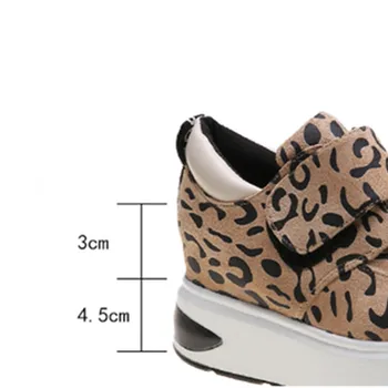Platforma Ženske Čevlje Leopard Oblika Velcro Platformo Klini Modne Dame Čevlji Antilop Višino Narašča Superge Plus velikost 41