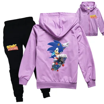 2020 Jeseni, Pozimi Risanka Sonic Hedgehog Oblačila Sklop Malčka Otroci Suknjič Vrhovi Dolge Hlače, Obleke Baby Dekleta Fantje Trenirko