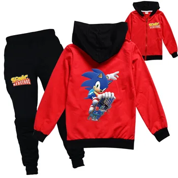 2020 Jeseni, Pozimi Risanka Sonic Hedgehog Oblačila Sklop Malčka Otroci Suknjič Vrhovi Dolge Hlače, Obleke Baby Dekleta Fantje Trenirko
