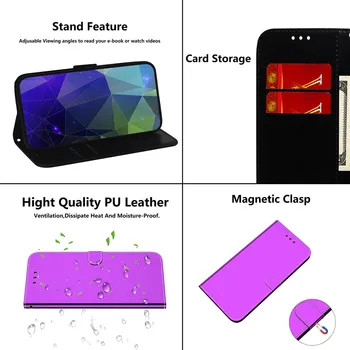 Magnetni Flip Mirror-kot Telefon Primeru Za Redmi 9A 9C Opomba 9 9 S 8 9 Pro Max Kartico v Režo za Denarnico Nazaj Kritje Za Xiaomi 10 CC9 Pro