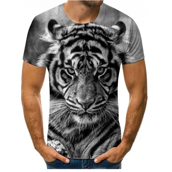 Novo hip hop white tiger 3D digital print majica s kratkimi rokavi moški novo kratek rokav T-shirt hip hop stilu velikih