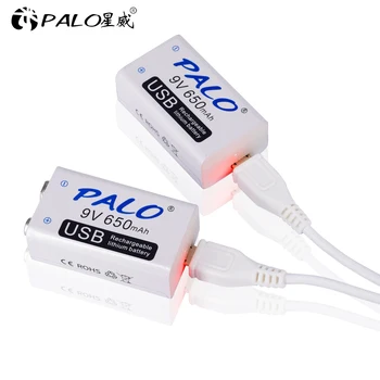 PALO 1-7pcs USB 9V 6F22 650mAh Baterija za ponovno Polnjenje 9 volt litij-li-ion li ion liion hitro polnjenje baterij