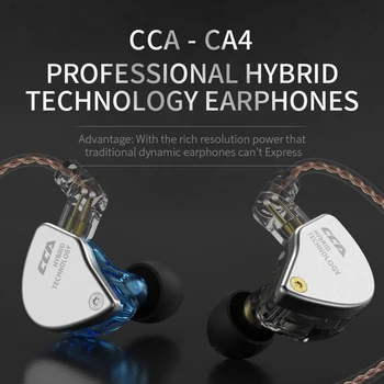 CCA CA4 1DD+1BA V Uho Slušalke Zaslon Kovinsko Hibridno Tehnologijo Hifi Bas Čepkov Šport šumov Slušalke