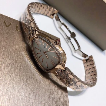AAABrand ura ženske quartz uro preprosta modna zapestnica iz nerjavečega jekla ovalne kača v obliki luksuznih kvarčni gibanje, ženske gledajo
