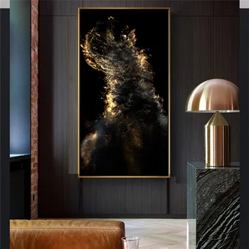 Sodobno Abstraktno Zlati in Črni Skandinavskih Oljna slika na Platnu Plakatov in Fotografij Cuadros Wall Art Slike Za dnevno Sobo