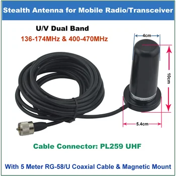 Dual Band 136-174/400-470MHz Prikrite Mobilne Antene w/ montaža & 5 M RG-58/U in Koaksialni Kabel Za QYT KT-8900 KT8900 Mobilni Radio