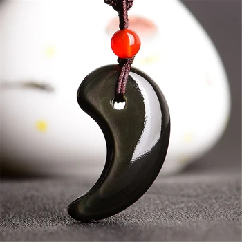 Naravni Obsidian Tai Chi Ogrlico, Obesek, Ročno izrezljano Mavrične Barve Jade Yin Yang Nakit Ogrlica Srečo, Amulet Obesek