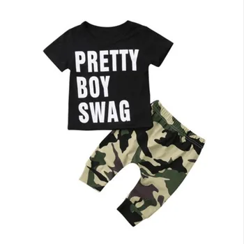 2pcs Baby Boy Camo Oblačila, ki Novorojenčka Otroci T-shirt Vrhovi+Hlače, Dokolenke Obleko Malčka Otroci Poletna Oblačila, ki