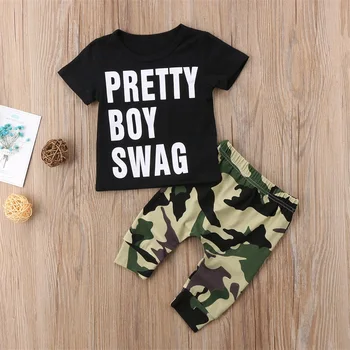 2pcs Baby Boy Camo Oblačila, ki Novorojenčka Otroci T-shirt Vrhovi+Hlače, Dokolenke Obleko Malčka Otroci Poletna Oblačila, ki