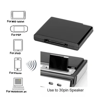Bluetooth Sprejemnik A2DP Glasbeni Sprejemnik Adapter za iPhone 30 Pin-Dock Postajo Zvočnik Bluetooth Adapter блютуз адаптер Črna