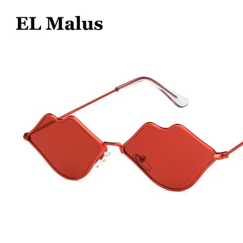 [EL Malus]Nova Zasnova Seksi Dame Usta Okvir sončna Očala Ženske Dekle Rdeča Rumena Leča Kovinski Odtenki sončna Očala Oculos Gafas