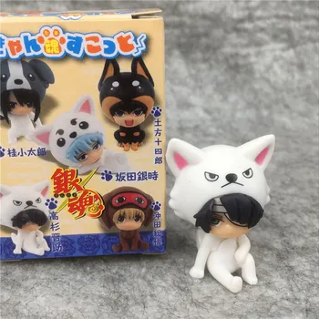 5pcs/set Gintama Slika Cosplay Sakata Gintoki Kagura Shimura Shinpachi Sadaharu Živali Preliv Serije PVC Slika Igrače