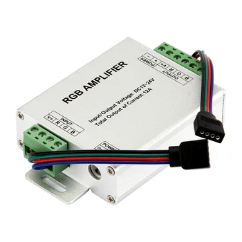 RGB Ojačevalnik Signala DC 12V 24V 12A Aluminija Tok Podatkov Repeater za SMD 3528 5050 Fleksibilni RGB LED Trakovi Luči