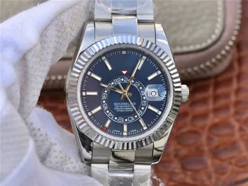 Vrh replika watch Rolx NEBO-DWELLE Serije 326934 Moške Mehanska ura Modra Obraz blagovne znamke luksuzni pazi za človeka