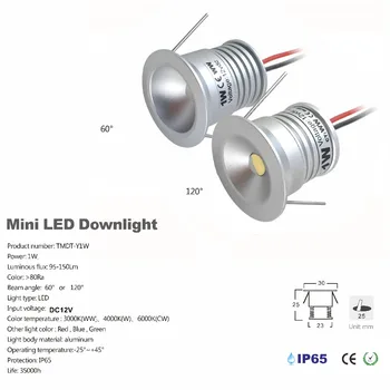 1W Mini Led Spot Dekorativne Razsvetljave, 25 mm Izrezanka Vgradni Downlight, DC12V Input Majhne Pozornosti, 18pc CE Seznam DIY Doma Žarnice