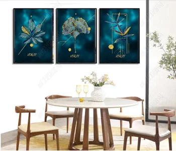Skandinavski Slog zlato Tropskih rastlin, listov Abstraktna Platna Slike Wall Art Slike, Plakati, Tiskanje Dnevni Sobi Doma Dekor