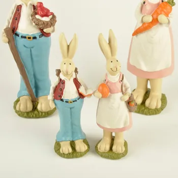 2PCS Ennas Zbirka nekaj zajček dekor zajec postavlja smolo pravljice vrt zajček miniature obrti Velikonočni Dan zajček darilo